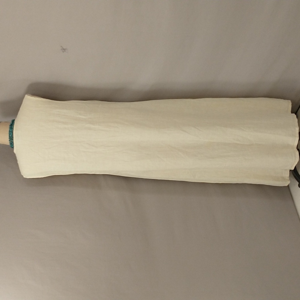 Pale Yellow 100% Linen Maxi Shift Pastel Summer Natural SeeMeasurements USA made - Picture 4 of 8